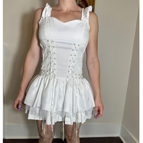 TRIPP NYC White Corset Mini Dress Perfect for Bride Wedding Size Medium - Picture 1 of 6